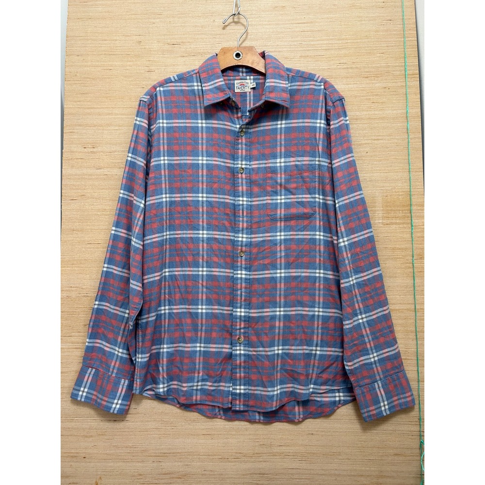 Faherty Mens Blue Red Plaid Long Sleeve Button Down Shirt Size Medium